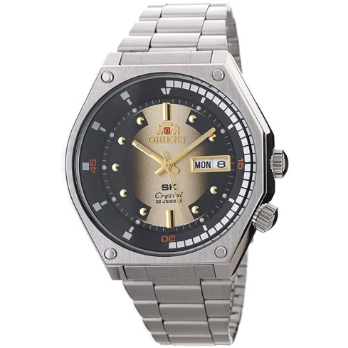 Мъжки ръчен часовник с автоматичен механизъм - корпус от Стомана - Стоманена верижка - цвят Злато Сив