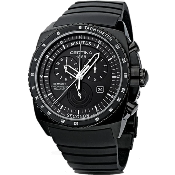 Мъжки ръчен часовник с кварцов механизъм - корпус от Стомана - Каучук - цвят Черен Черен