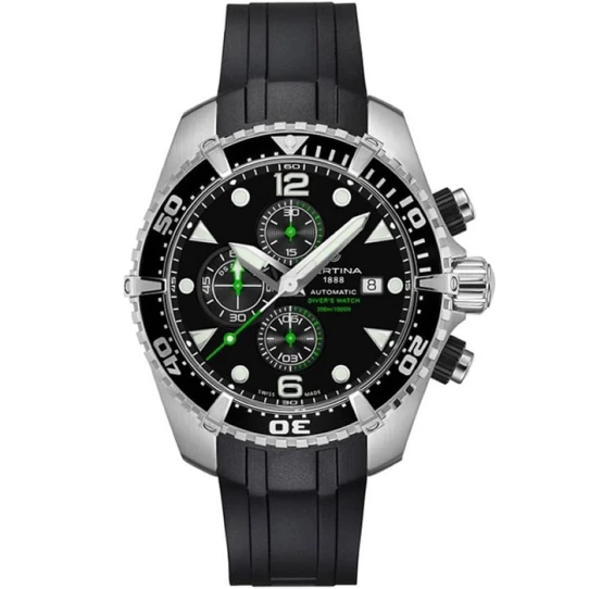 Мъжки ръчен часовник с автоматичен механизъм - корпус от Стомана и алуминий - Каучук - цвят Черен Черен