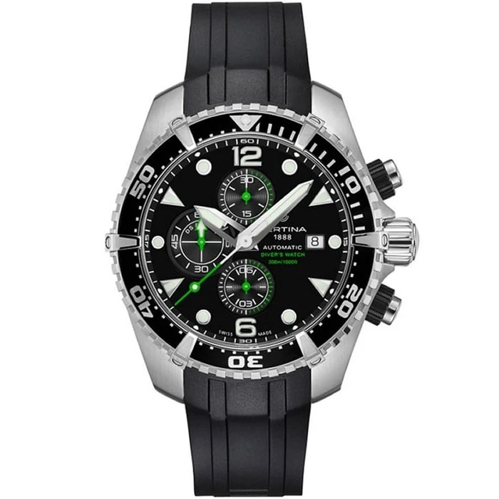 Мъжки ръчен часовник с автоматичен механизъм - корпус от Стомана и алуминий - Каучук - цвят Черен Черен