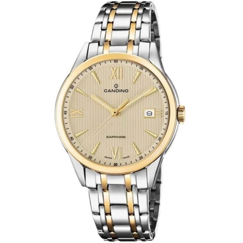 Мъжки ръчен часовник с кварцов механизъм - корпус от Стомана - Стоманена верижка - цвят Шампанско Злато