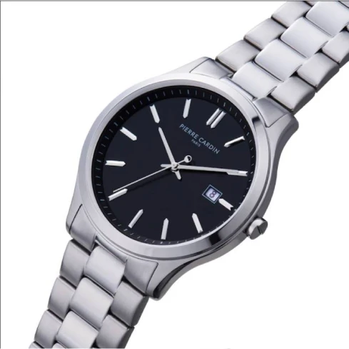 Мъжки ръчен часовник с кварцов механизъм - корпус от Стомана - Стоманена верижка - цвят Черен