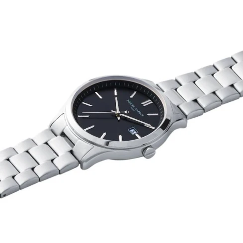 Мъжки ръчен часовник с кварцов механизъм - корпус от Стомана - Стоманена верижка - цвят Черен