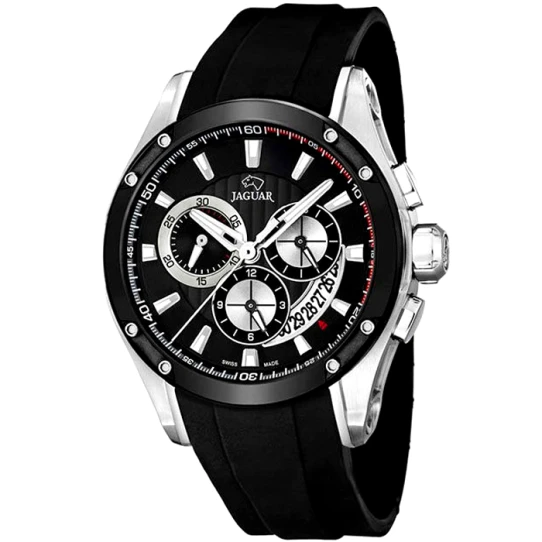 Мъжки ръчен часовник с кварцов механизъм - корпус от Стомана - Силиконова каишка - цвят Черен Черен