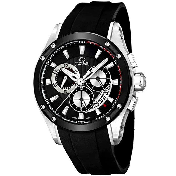 Мъжки ръчен часовник с кварцов механизъм - корпус от Стомана - Силиконова каишка - цвят Черен Черен