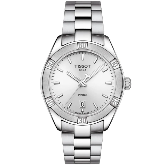 Tissot T101.910.11.031.00 PR100 - Дамски ръчен часовник с кварцов механизъм - корпус от Стомана - Стоманена верижка - цвят Сребрист Сив