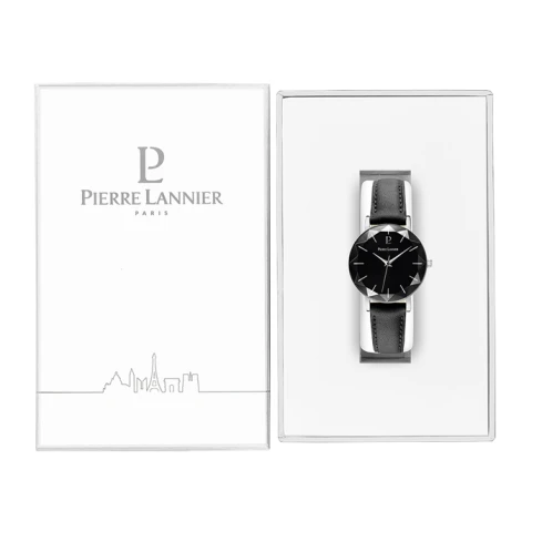 Дамски ръчен часовник с кварцов механизъм - корпус от Стомана - Естествена кожа - цвят Черен Черен