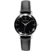 Дамски ръчен часовник с кварцов механизъм - корпус от Стомана - Естествена кожа - цвят Черен Черен