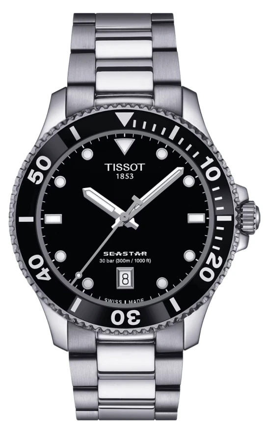Tissot T120.410.11.051.00 Seastar 1000 - Мъжки ръчен часовник с кварцов механизъм - корпус от Стомана - Стоманена верижка - цвят Сив Сив