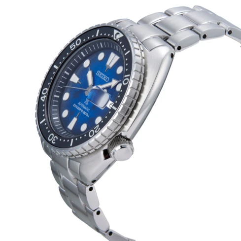 Мъжки ръчен часовник с автоматичен механизъм - корпус от Стомана - Стоманена верижка - цвят Син