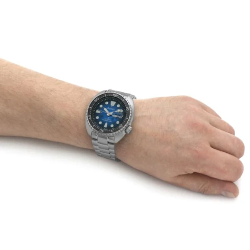 Мъжки ръчен часовник с автоматичен механизъм - корпус от Стомана - Стоманена верижка - цвят Син