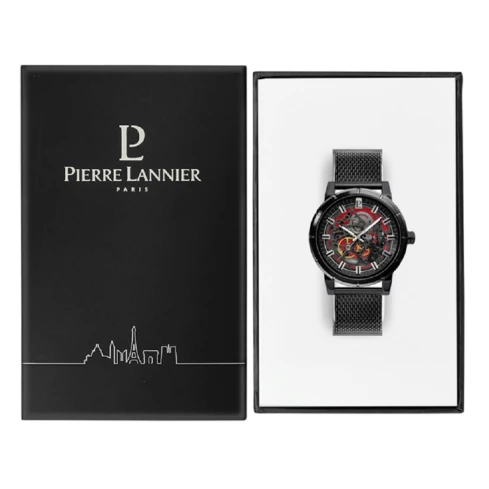 Мъжки ръчен часовник с автоматичен механизъм - корпус от Стомана - Меш - цвят Скелетон