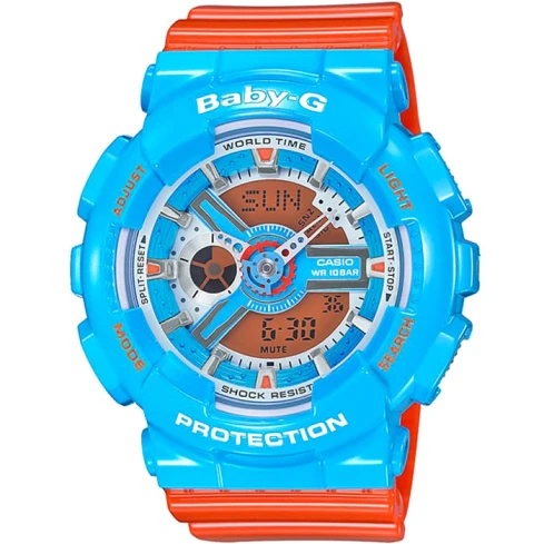 Casio BA-110NC-2AER Baby-G - Дамски ръчен часовник с кварцов механизъм - корпус от Полимер - Полимер - цвят Оранжев Оранжев