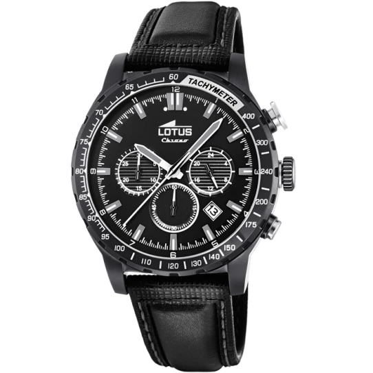 Мъжки ръчен часовник с кварцов механизъм - корпус от Стомана - Естествена кожа - цвят Черен Черен