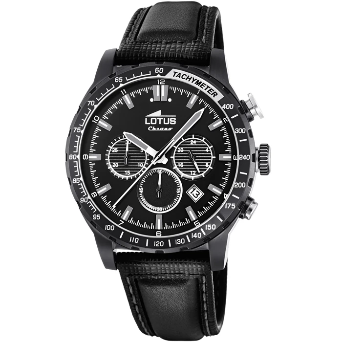 Мъжки ръчен часовник с кварцов механизъм - корпус от Стомана - Естествена кожа - цвят Черен Черен