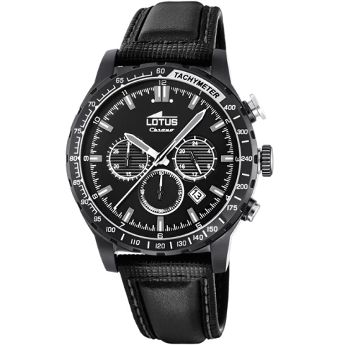 Мъжки ръчен часовник с кварцов механизъм - корпус от Стомана - Естествена кожа - цвят Черен Черен