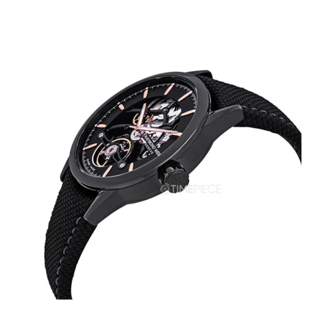 Мъжки ръчен часовник с автоматичен механизъм - корпус от Стомана - Естествена кожа - цвят Скелетон Черен