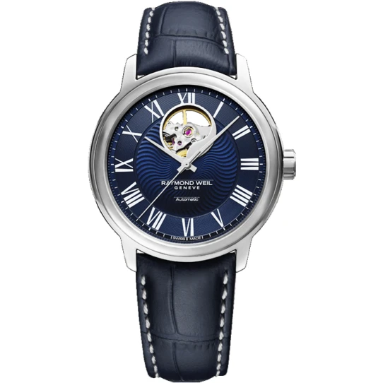 Raymond Weil 2227-STC-00508 Maestro - Мъжки ръчен часовник с автоматичен механизъм - корпус от Стомана - Естествена кожа - цвят Син Син