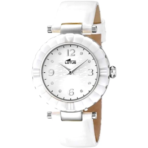 Дамски ръчен часовник с кварцов механизъм - корпус от Стомана - Естествена кожа - цвят Бял Бял