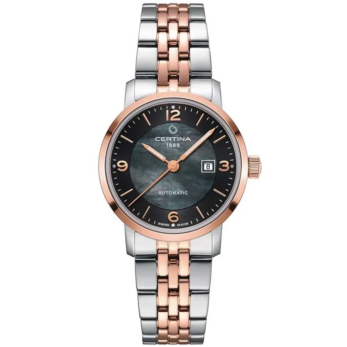 Дамски ръчен часовник с автоматичен механизъм - корпус от Стомана - Стоманена верижка - цвят Седеф Розово Злато