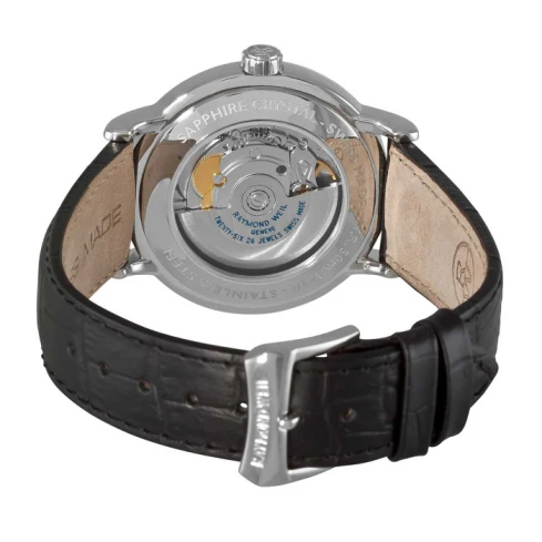 Мъжки ръчен часовник с автоматичен механизъм - корпус от Стомана - Естествена кожа - цвят Сребрист Черен