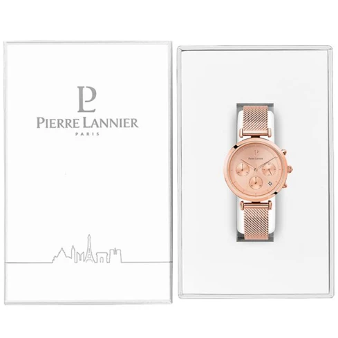 Дамски ръчен часовник с кварцов механизъм - корпус от Стомана - Меш - цвят Розово Злато