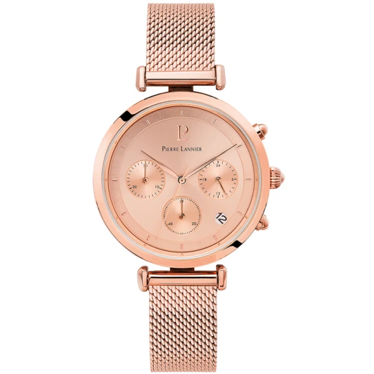 Дамски ръчен часовник с кварцов механизъм - корпус от Стомана - Меш - цвят Розово Злато