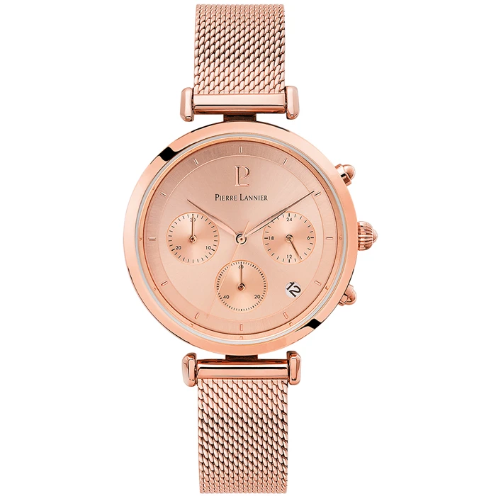 Дамски ръчен часовник с кварцов механизъм - корпус от Стомана - Меш - цвят Розово Злато