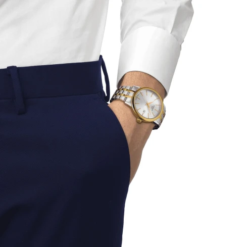 Мъжки ръчен часовник с кварцов механизъм - корпус от Стомана - Стоманена верижка - цвят Сив Злато