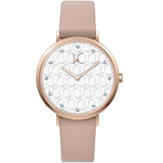 Дамски ръчен часовник с кварцов механизъм - корпус от Стомана - Естествена кожа - цвят Бял Розов