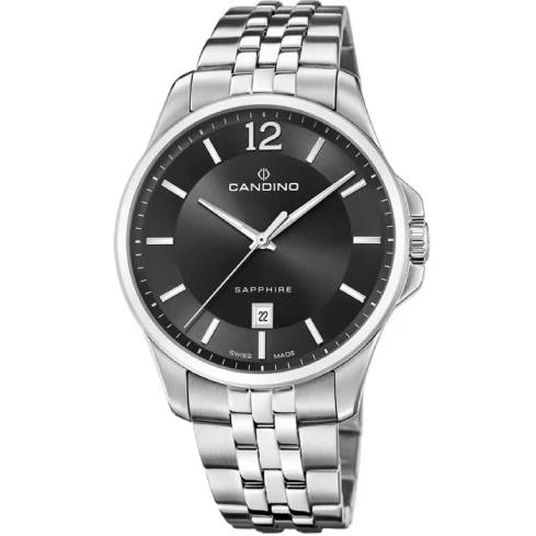 Мъжки ръчен часовник с кварцов механизъм - корпус от Стомана - Стоманена верижка - цвят Черен