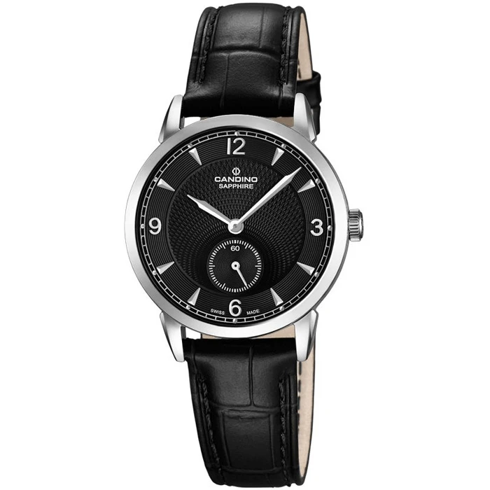 Дамски ръчен часовник с кварцов механизъм - корпус от Стомана - Естествена кожа - цвят Черен Черен