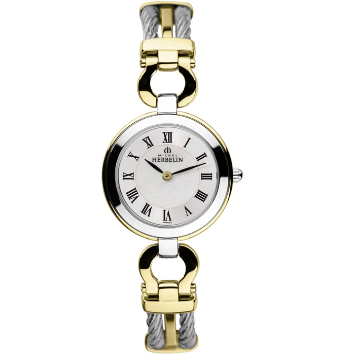 Дамски ръчен часовник с кварцов механизъм - корпус от Стомана - Стоманена верижка - цвят Бял Сив