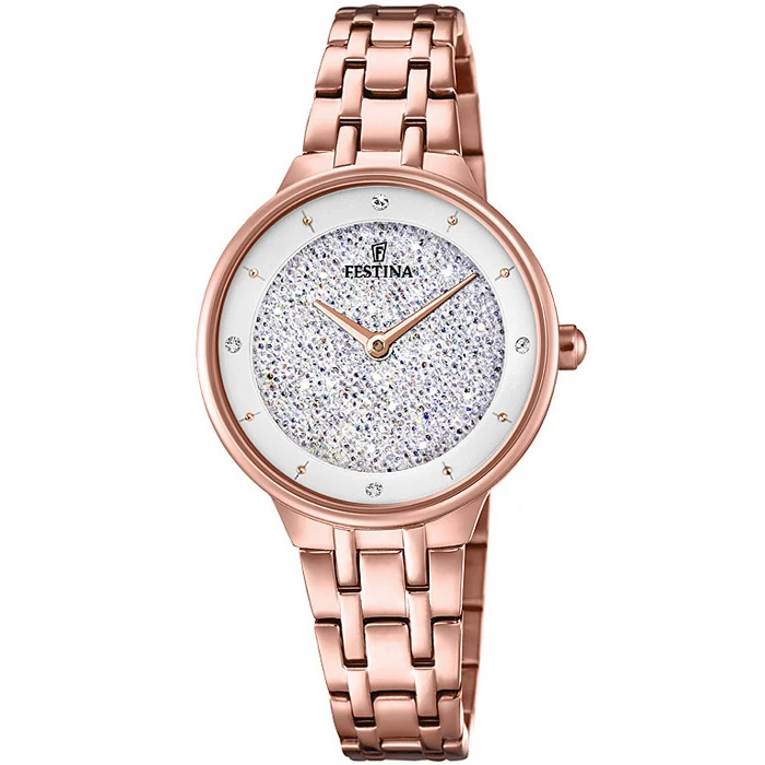 Дамски ръчен часовник с кварцов механизъм - корпус от Стомана - Стоманена верижка - цвят Бял Розово Злато