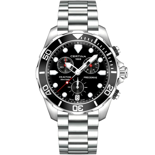 Мъжки ръчен часовник с кварцов механизъм - корпус от Стомана - Стоманена верижка - цвят Черен Сив