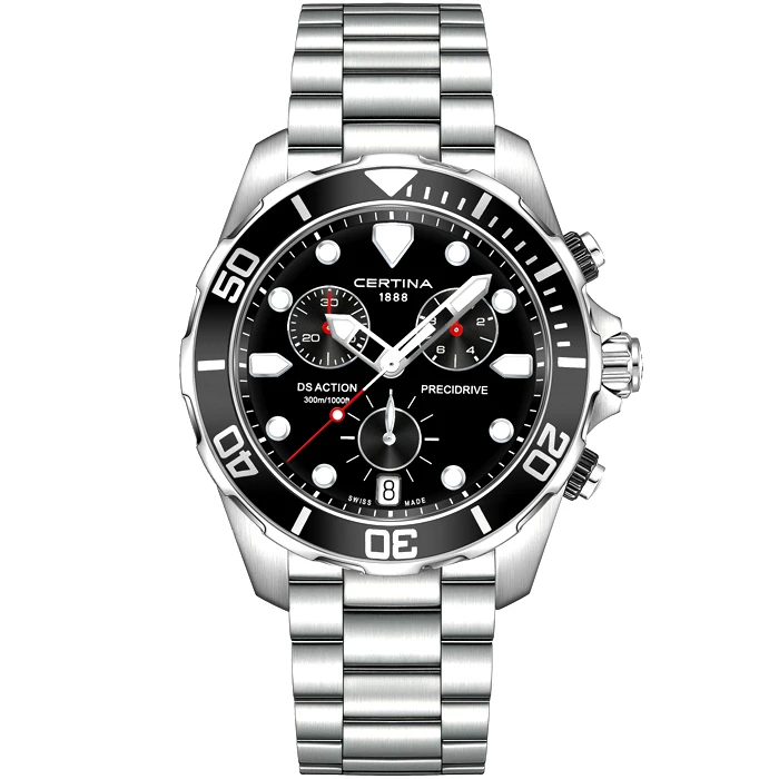 Мъжки ръчен часовник с кварцов механизъм - корпус от Стомана - Стоманена верижка - цвят Черен Сив