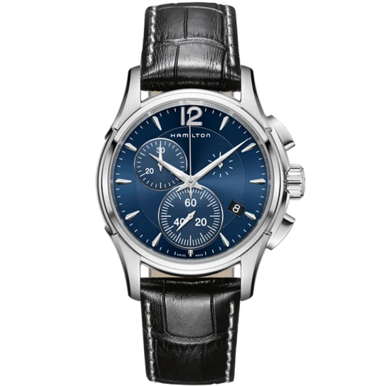 Мъжки ръчен часовник с кварцов механизъм - корпус от Стомана - Естествена кожа - цвят Син Черен