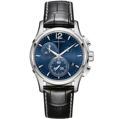 Мъжки ръчен часовник с кварцов механизъм - корпус от Стомана - Естествена кожа - цвят Син Черен