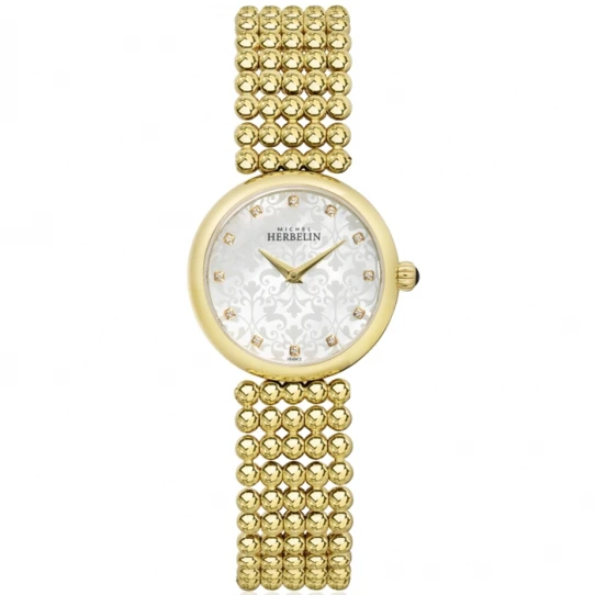 Дамски ръчен часовник с кварцов механизъм - корпус от Стомана - Стоманена верижка - цвят Сребрист Злато