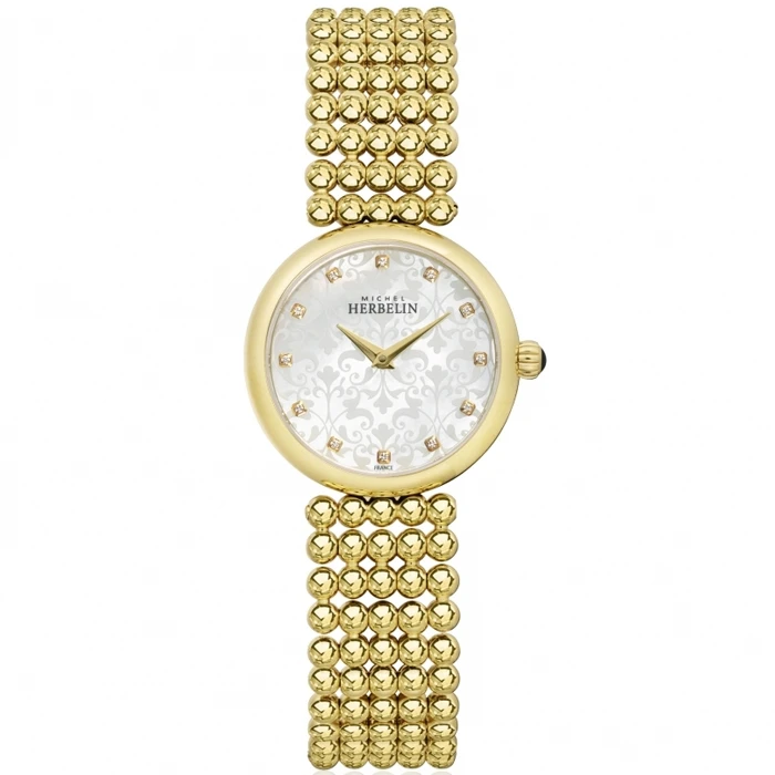 Дамски ръчен часовник с кварцов механизъм - корпус от Стомана - Стоманена верижка - цвят Сребрист Злато