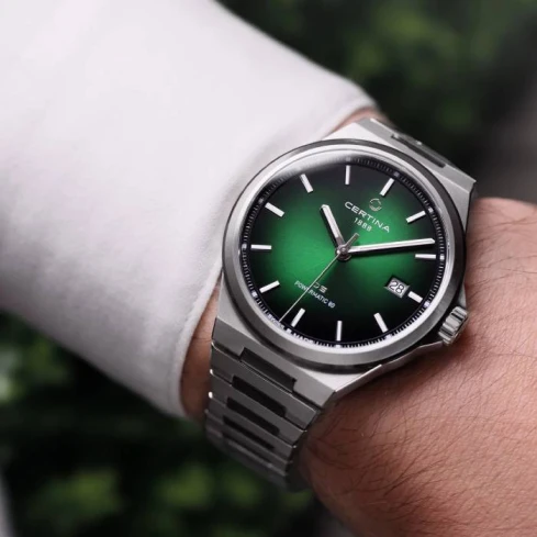 Унисекс ръчен часовник с автоматичен механизъм - корпус от Стомана - Стоманена верижка - цвят Зелен