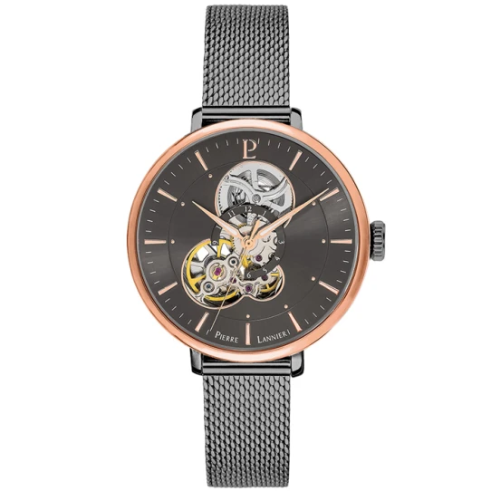 Дамски ръчен часовник с автоматичен механизъм - корпус от Стомана - Меш - цвят Черен