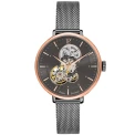 Дамски ръчен часовник с автоматичен механизъм - корпус от Стомана - Меш - цвят Черен