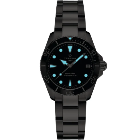 Дамски ръчен часовник с автоматичен механизъм - корпус от Стомана - Стоманена верижка - цвят Черен