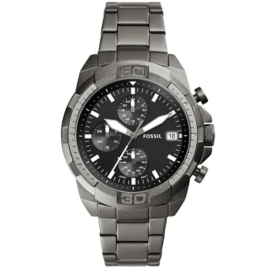 Мъжки ръчен часовник с кварцов механизъм - корпус от Стомана - Стоманена верижка - цвят Черен Сив