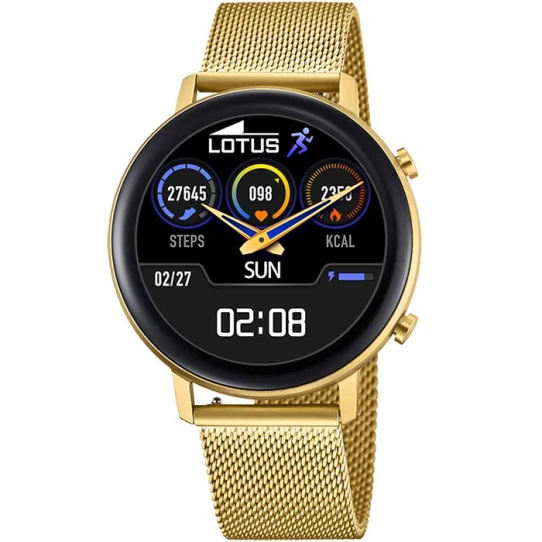 Мъжки ръчен часовник с смарт дигитален механизъм - корпус от Цинкови сплави - Меш - цвят Черен Злато