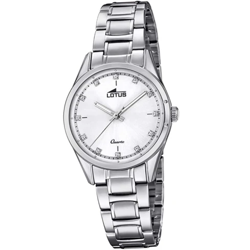 Дамски ръчен часовник с кварцов механизъм - корпус от Стомана - Стоманена верижка - цвят Бял Сив