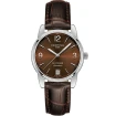 Дамски ръчен часовник с кварцов механизъм - корпус от Стомана - Естествена кожа - цвят Кафяв Кафяв