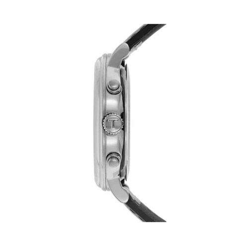 Мъжки ръчен часовник с кварцов механизъм - корпус от Стомана - Естествена кожа - цвят Черен Черен