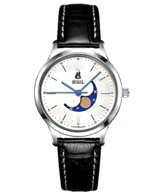 Мъжки ръчен часовник с автоматичен механизъм - корпус от Стомана - Естествена кожа - цвят Черен Черен